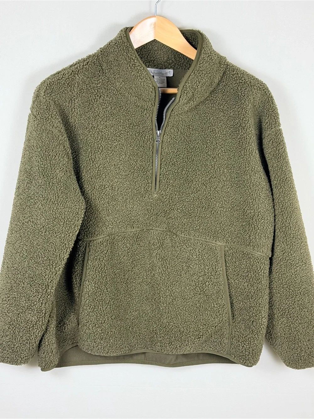 Keren Hart Olive Sherpa Quarter Zip Pullover XL